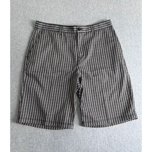 Adidas Golf Men's Lightweight Plaid Golf Shorts Size 34 Flat Front Black Khaki